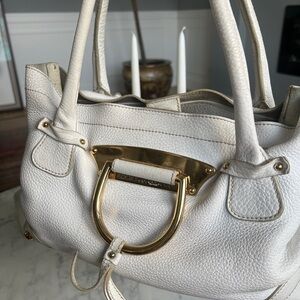 Dolce & Gabbana White Medium Leather Bag with Gold Accents